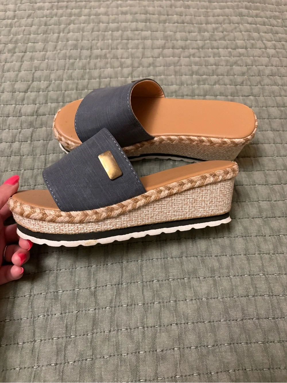 Women’s Navy Platform Espadrille Slide Sandals